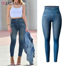 Load image into Gallery viewer, Women High Waisted Jeggings Faux Denim
